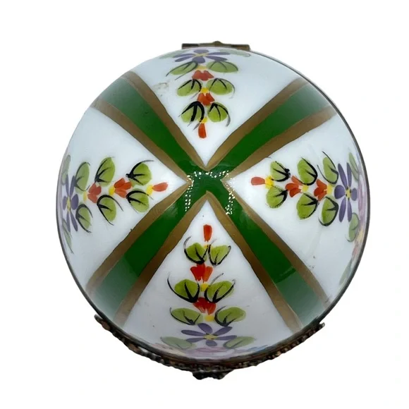 Vintage Limoges France Peint Main Large Easter Egg Flower Trinket Box Ltd Edt - Picture 5 of 10